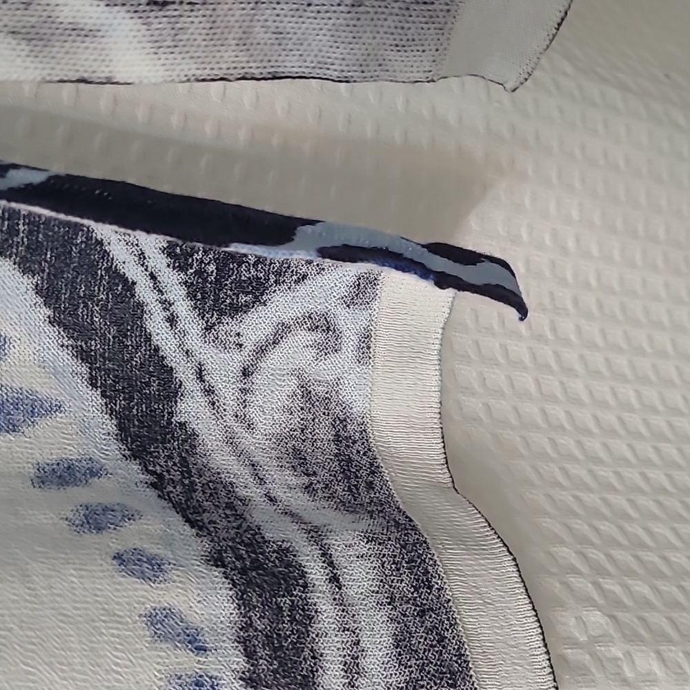 Chico's Blue and White Patterned Cardigan - Picture 3 of 6